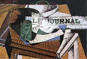 Juan Gris Fruit dish book and newspaper oil painting picture wholesale